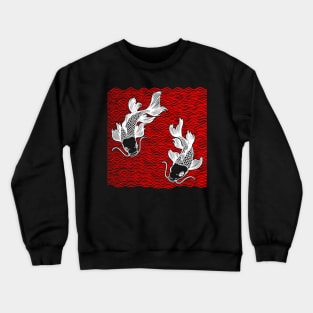 Double Koi Fish Great Wave Tattoo Crewneck Sweatshirt